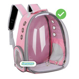 Mochila Transportadora Perros Transparente Rosa