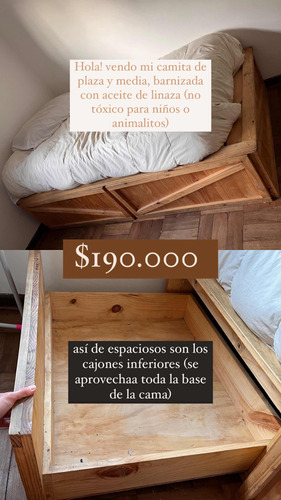 Cama De Madera, Plaza Y Media