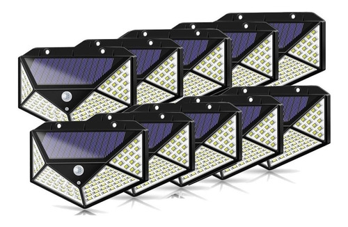  10 Refletores  Com Placa Solar Sensor Automático 100leds 