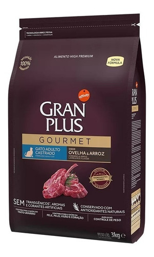 Ração Gatos Castrados Ovelha E Arroz Gourmet 3kg Granplus