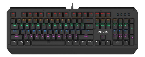 Teclado Gamer Philips Serie G400 Spk8413 Qwerty Inglês Us Cor Preto Com Luz Rainbow