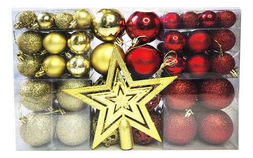 Kit C/100 Bolas De Natal Lisas/foscas/glitter Gold/vermelho