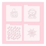 Stencil Set X4 Halloween 2 Repostería Porcelana Cookies 