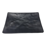 Plato Rectangular Melamina  Negro 20x14cm Set 12 Pz