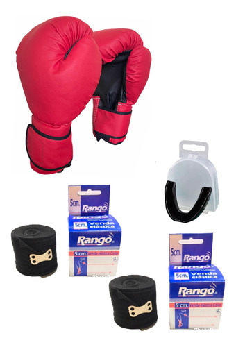 Kit Boxeo Par De Guantes+ Par De Vendas+ Bucal Con Estuche