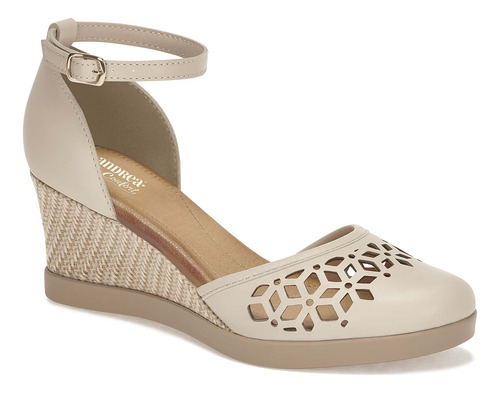 Zapatilla Andrea Con Tacón Corte Laser Dama Beige