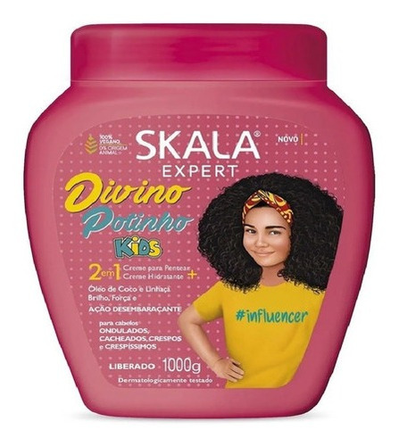 Skala Creme Divino Potinho Kids 1 Kg Ação Desembaraçante