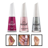 Kit 3 Esmaltes Risque Mais Vendidos Cremoso Atacado 8ml