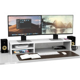 Suporte Dois Monitores Gamer Home Office 90 20 15 Mdf Branco