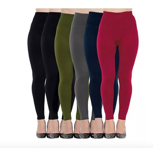 Pack 6 Calza Sin Costura Tiro Alto Leggins Forrada Con Polar