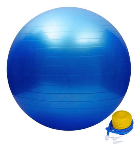 Bola Suiça 65cm Fitness Yoga Pilates Funcional Com Inflador Cor Azul