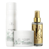 Kit Wella Nutricurls Sham 250ml, Masc 150ml E Óleo Oil 100ml