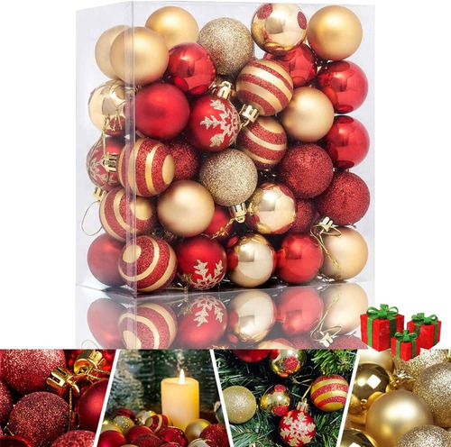 4 Cm Bolas Navidad Color,adornos Árbol Navidad(rojo Dorado)
