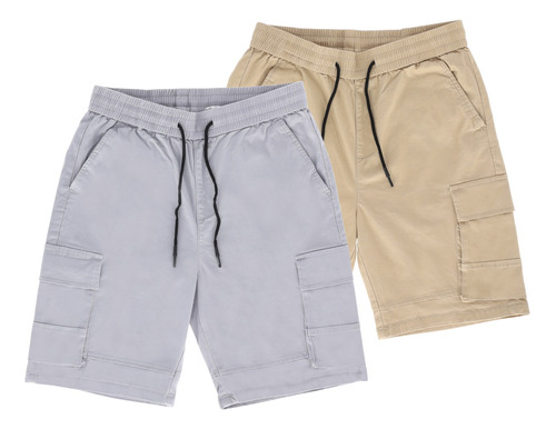 2 Shorts Hombre Bermudas Gabardina Bolsas Cargo Stretch 