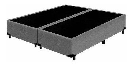 Base Cama Box Casal Bipartido Suede Cinza - 138x188x39