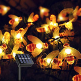 Abelhas Solar Cordão Fio De Luz 50 Led 7 Metros Decorar