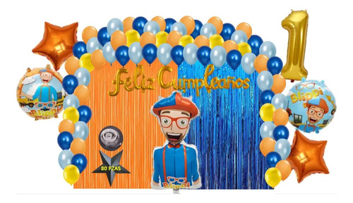 Globos Blippi 80 Pzs Set Fiesta Cumpleaños Youtuber Blippi | Meses sin interés