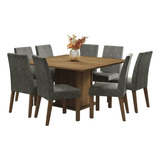 Juego Comedor Mesa Tapa Madera Y 8 Sillas Doris Madesa M/p