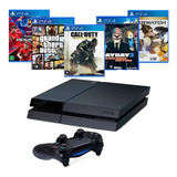 Sony Playstation 4 500gb Ps4 + 05 Jogos Brinde - Excelente