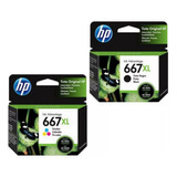 Kit Cartucho Hp 667xl Originais Preto/color 2376 2776 Rende+