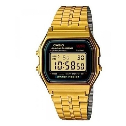 Reloj Casio Retro Vintage A159 Dorado Cara Negra Original