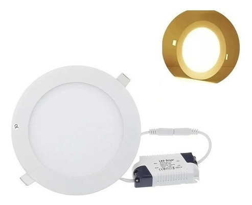 Foco Panel Plafón Led 18w Embutido Redondo Luz Cálida