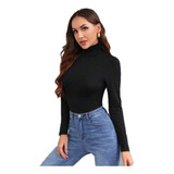 Blusa Mimi-mo Ajustada De Cuello Alto Térmica