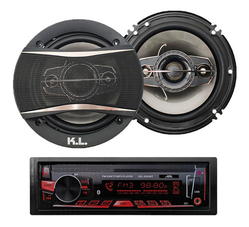 Combo Radio Para Carro Usb Bluetooth + Parlantes Kl Audio 6