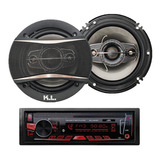 Combo Radio Para Carro Usb Bluetooth + Parlantes Kl Audio 6