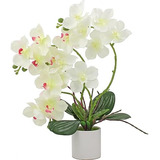 Orquídea Artificial Con Maceta, 19.5 , Rosa+blanco