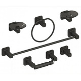 Juego De Accesorios Baño X 6 Piezas Abs Moderno Negro Mate