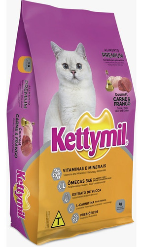 Ração Kettymil Gourmet Carne E Frango P/gatos Adultos 25kg