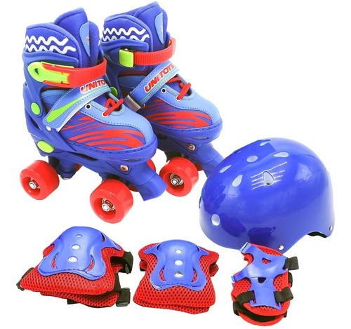 Patins 4 Rodas Quad Roller Tamanho 34/37 Com Kit Proteção