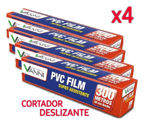 Film Pvc Alusa Plast 300 Metros X 4 Unidades Cortador Des