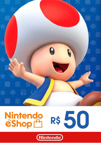 Cartão Nintendo Switch 3ds Wiiu Br R$50 Reais Imediato Eshop