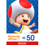 Cartão Nintendo Switch 3ds Wiiu Br R$50 Reais Imediato Eshop