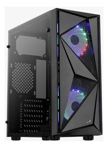 Chasis Gamer Atx Aerocool Glider Vidrio Templado 2 Fans Rgb Color Negro