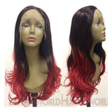 Peruca Fronte Lace Wig Fibra Orgânica Lisa Ondulada 70cm G11