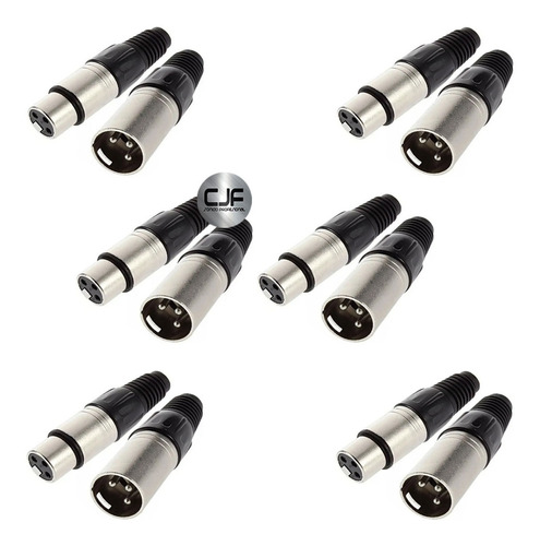 12 Fichas Canon Macho Y Hembra Xlr 3 Audio Dmx Spe Cjf