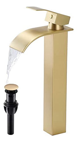 Grifo Lavabo Baño Dorado, Cuerpo Ancho 1,77puLG, Cascada,