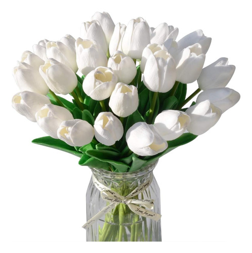 10 Decoración Blanca De Tulipanes De Flores Artificiales