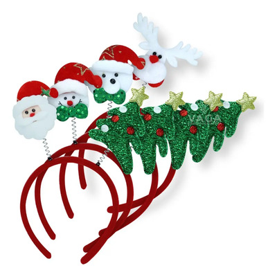 15 Diademas Navideñas Santa Pino Ositos Navidad Posadas Rojo