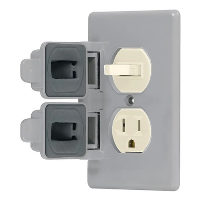 Apagador Y Contacto 15a Intemperie 110v Con Placa Exterior Color Amarillo | MercadoLibre