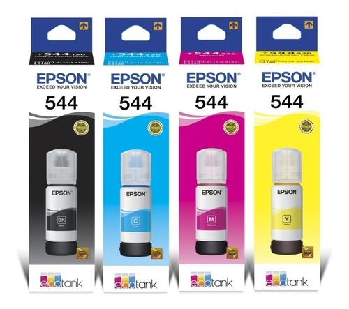 Kit 4 Tintas 544 Epson Originales L1110 L3110 L3150 L3160 