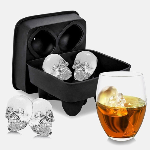 Molde Bandejas Silicona Hielo Cócteles Whisky 3d Calavera