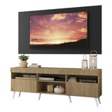 Rack Com Painel Tv 65 Retrô Londres Multimóveis V3337 Pr Cor Preto/rustic/branco