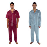 Kit Pijama Masculino Plus Size Manga Longa + Manga Curta