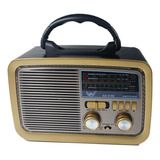 Radio Portátil Retro Bluetooth Am Fm Sd Usb Recarregável Cor Preto 110v/220v