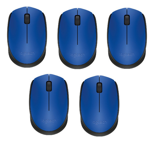 5 Piezas Mouse Inalambrico Logitech M170 Color Azul