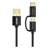 Cable De Carga 2 En 1 Usb A Tipo C/micro Usb 2m